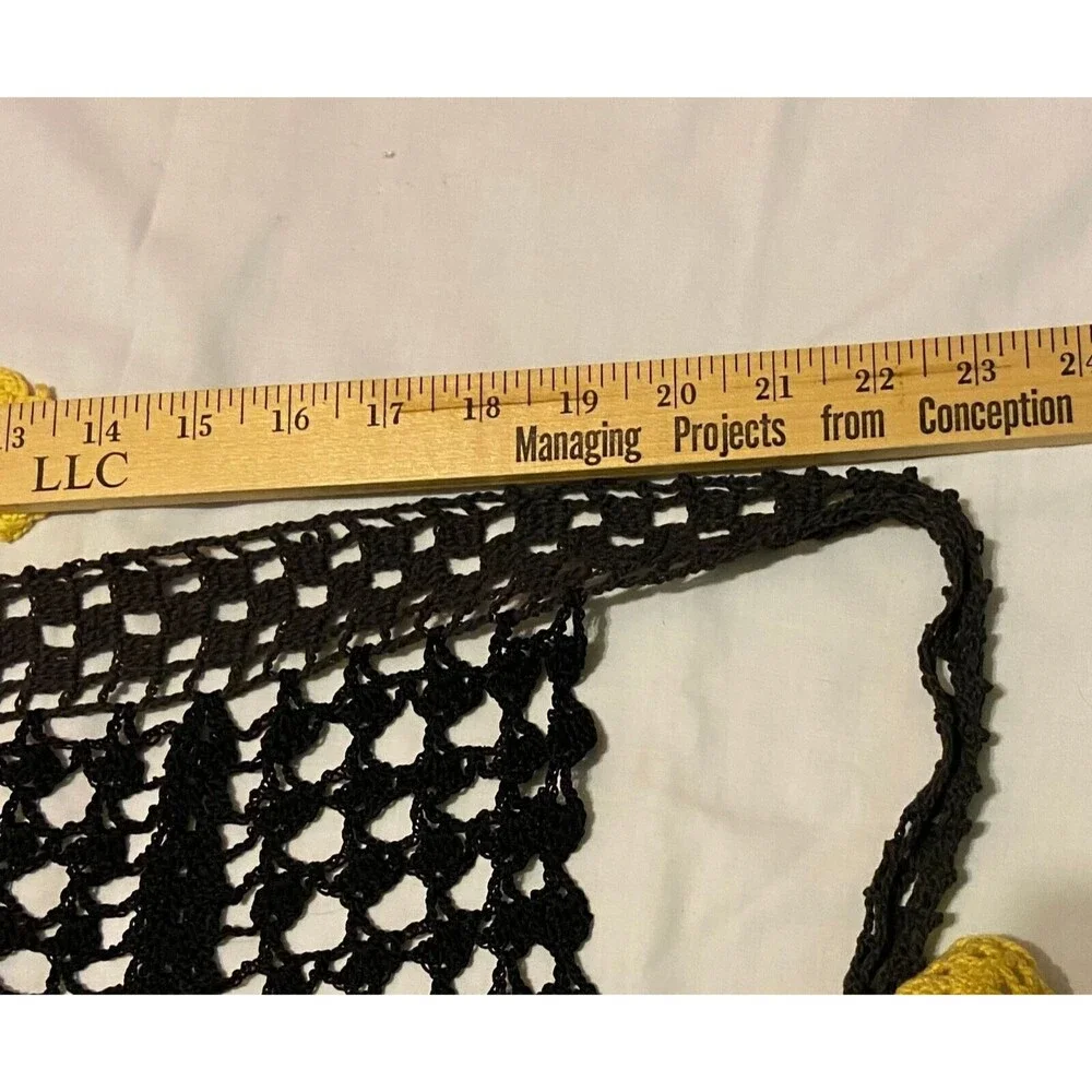 #5722 Womens Black and Yellow Crochet Half Hostess Apron